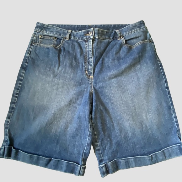Talbots Vintage Womens Y2K Denim Stretch Cuffed Casual Vacation Shorts-Sz-18 - Picture 1 of 16